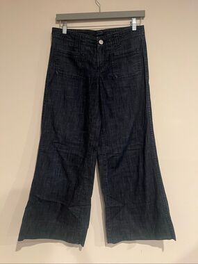 Billy Blues Dark Blue Wide Leg Trouser Jeans Patch Pocket Front Sz 4